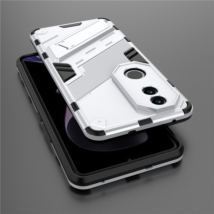 For vivo V50 5G Case PC + TPU Shockproof Phone Cover with Kickstand - White