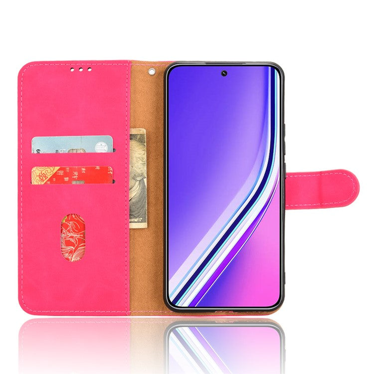 For Realme P3 Pro 5G Leather Case Skin Feel Anti Drop Wallet Flip Phone Cover - Rose