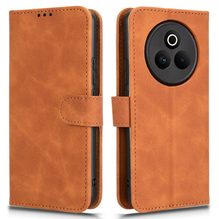 For Realme P3 Pro 5G Leather Case Skin Feel Anti Drop Wallet Flip Phone Cover - Brown
