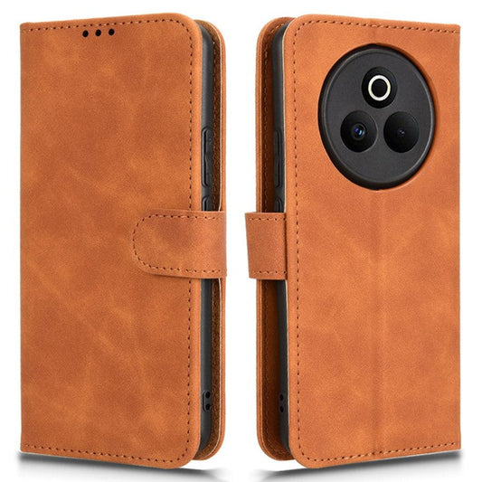 For Realme P3 Pro 5G Leather Case Skin Feel Anti Drop Wallet Flip Phone Cover - Brown