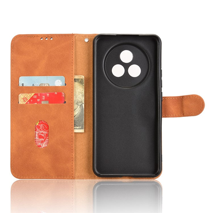 For Realme P3 Pro 5G Leather Case Skin Feel Anti Drop Wallet Flip Phone Cover - Brown
