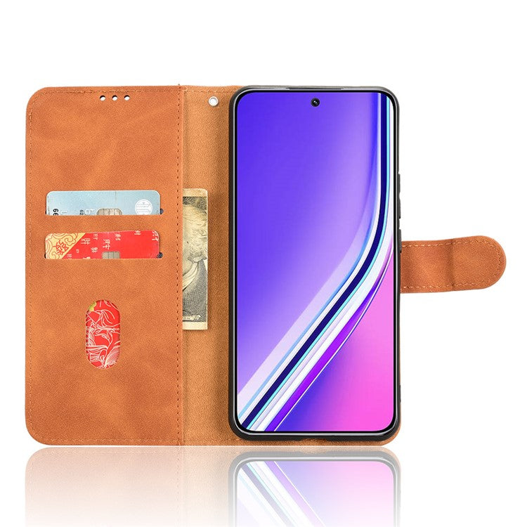 For Realme P3 Pro 5G Leather Case Skin Feel Anti Drop Wallet Flip Phone Cover - Brown