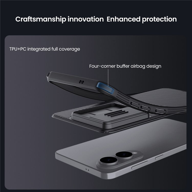 NILLKIN Camshield Pro Series for Samsung Galaxy S25 Edge Case PC + TPU Slide Camera Lid Phone Cover - Blue