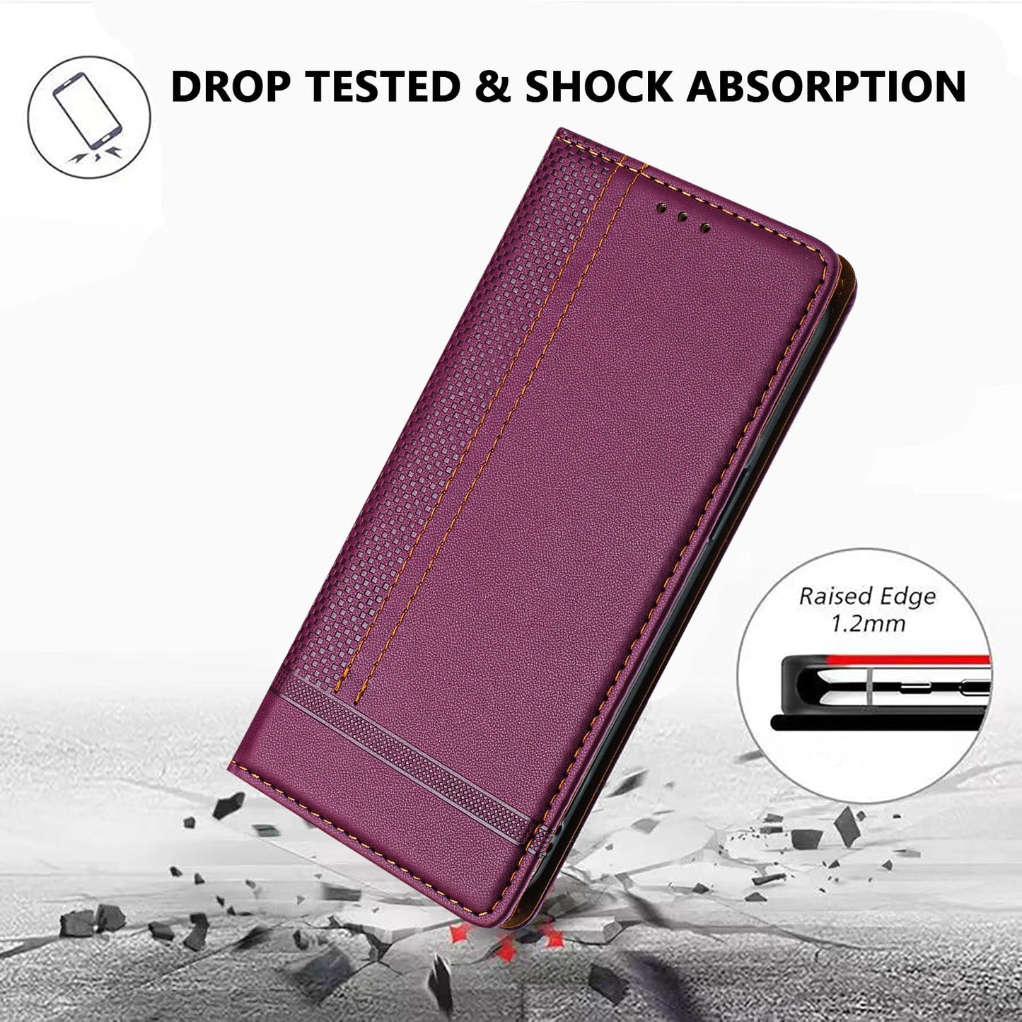 For Samsung Galaxy S25 Edge Case L-Shaped Grid Pattern Leather Stand Phone Cover with Card Slots - Purple