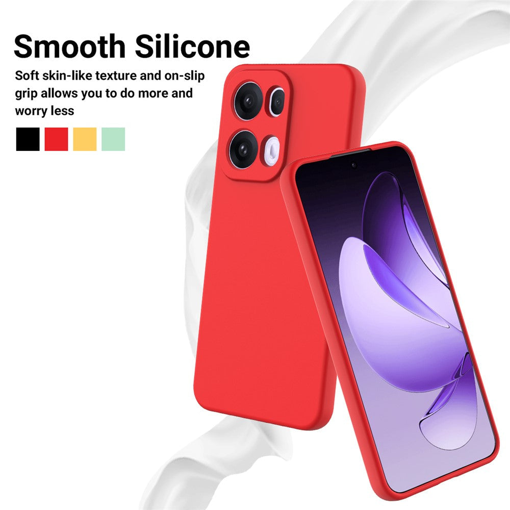 For Oppo Reno13 Pro 5G Liquid Silicone Case Phone Back Cover with Hand Strap - Red