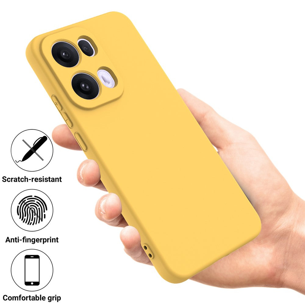 For Oppo Reno13 Pro 5G Liquid Silicone Case Phone Back Cover with Hand Strap - Yellow