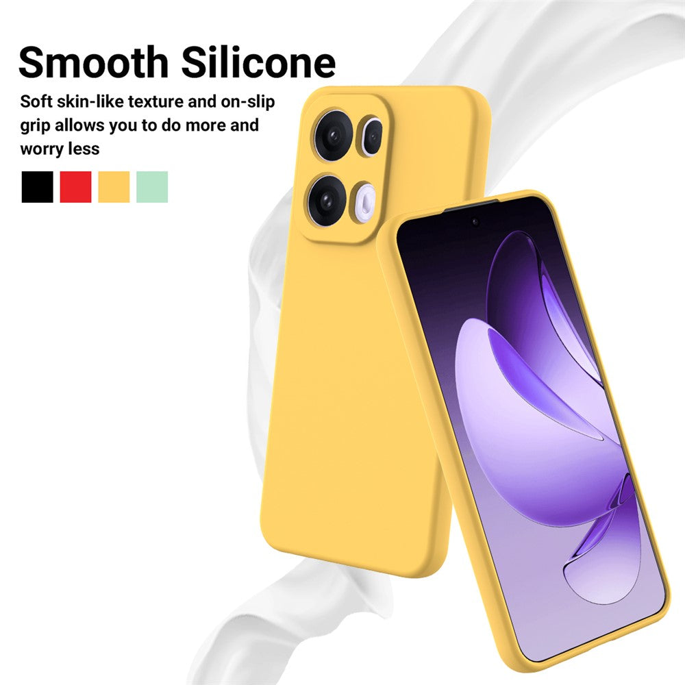 For Oppo Reno13 Pro 5G Liquid Silicone Case Phone Back Cover with Hand Strap - Yellow