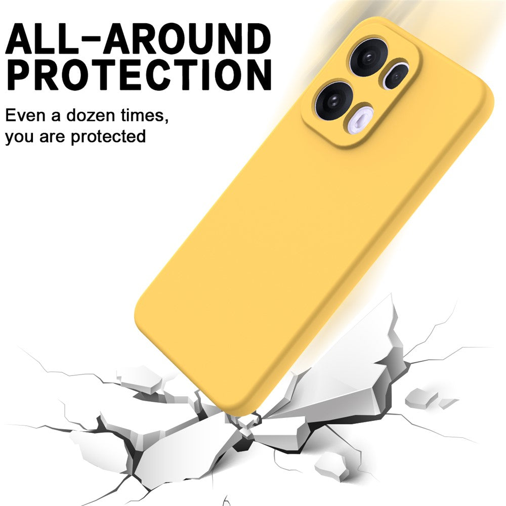For Oppo Reno13 Pro 5G Liquid Silicone Case Phone Back Cover with Hand Strap - Yellow