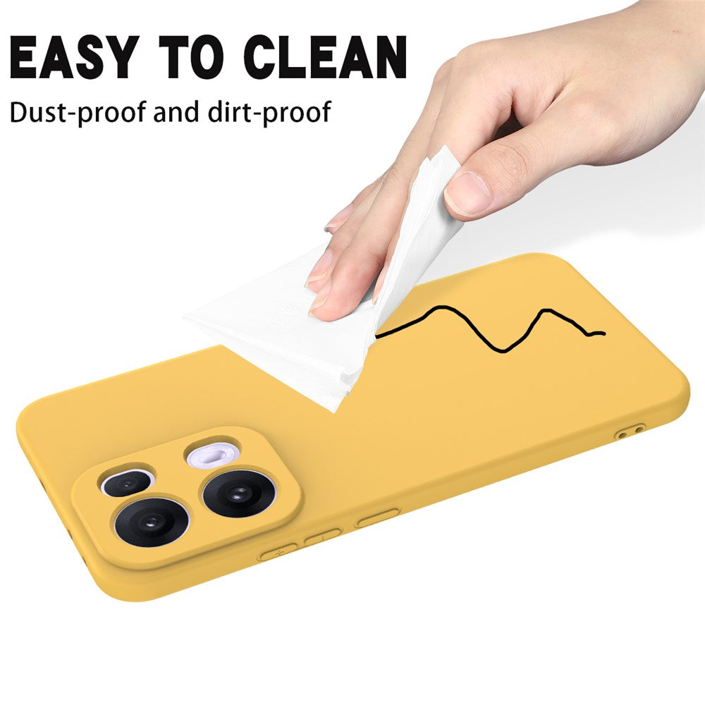 For Oppo Reno13 Pro 5G Liquid Silicone Case Phone Back Cover with Hand Strap - Yellow