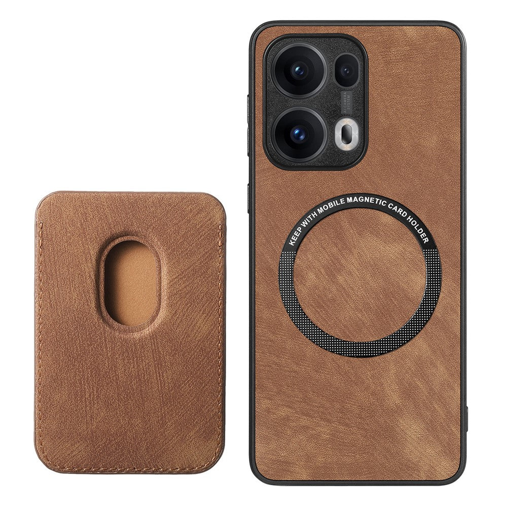 For Oppo Reno13 Pro 5G Case Compatible with MagSafe Leather Back Cover with Detachable Card Holder - Brown