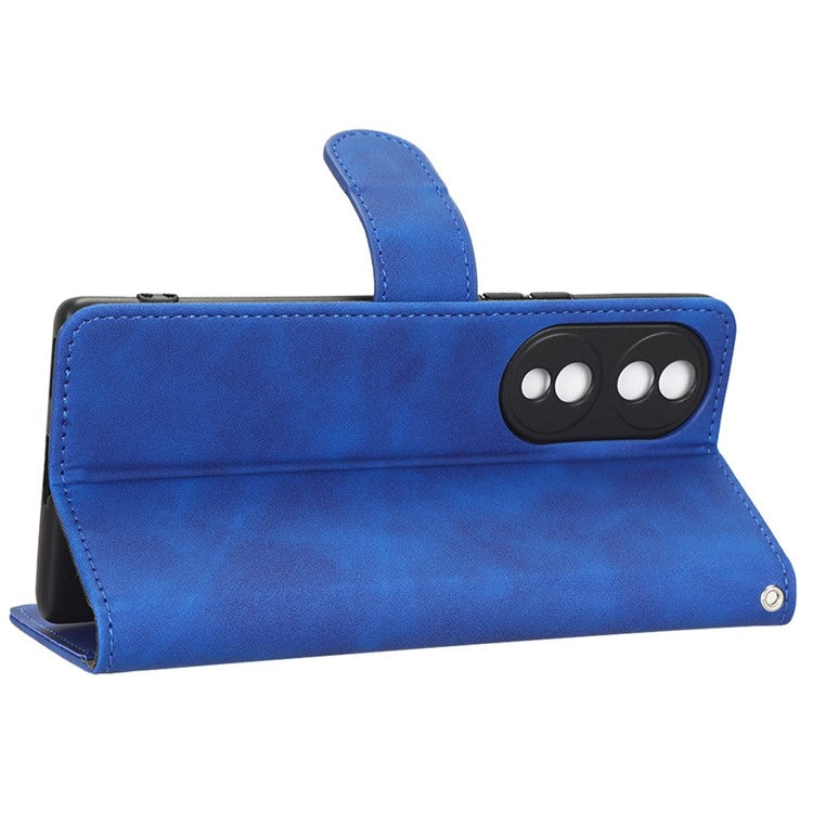 For Honor 70 5G Full Protection PU Leather Phone Case Skin-Touch Feeling Wallet Stand Phone Cover - Blue