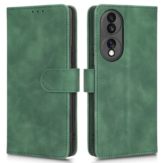 For Honor 70 5G Full Protection PU Leather Phone Case Skin-Touch Feeling Wallet Stand Phone Cover - Green