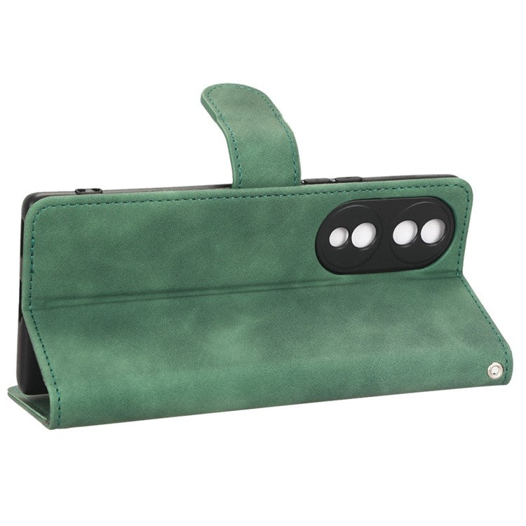 For Honor 70 5G Full Protection PU Leather Phone Case Skin-Touch Feeling Wallet Stand Phone Cover - Green
