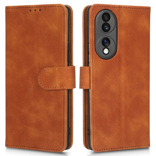 For Honor 70 5G Full Protection PU Leather Phone Case Skin-Touch Feeling Wallet Stand Phone Cover - Brown
