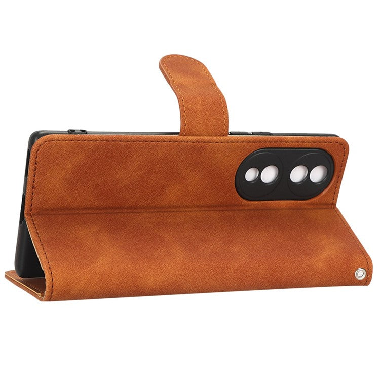 For Honor 70 5G Full Protection PU Leather Phone Case Skin-Touch Feeling Wallet Stand Phone Cover - Brown