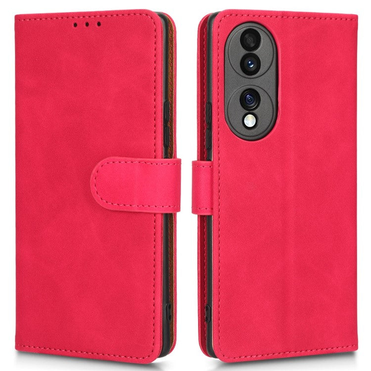 For Honor 70 5G Full Protection PU Leather Phone Case Skin-Touch Feeling Wallet Stand Phone Cover - Rose
