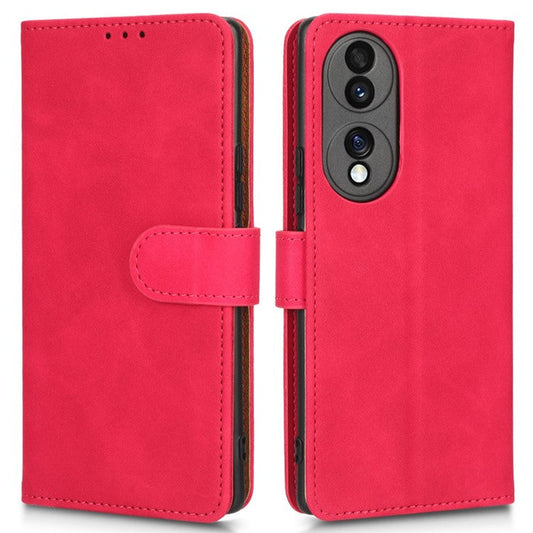 For Honor 70 5G Full Protection PU Leather Phone Case Skin-Touch Feeling Wallet Stand Phone Cover - Rose