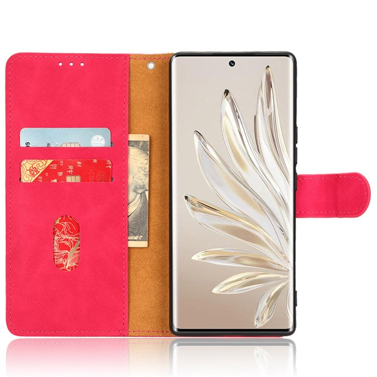 For Honor 70 5G Full Protection PU Leather Phone Case Skin-Touch Feeling Wallet Stand Phone Cover - Rose