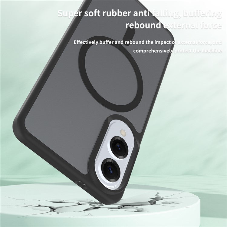 For Samsung Galaxy S25 Edge Case Compatible with MagSafe TPU Frame Acrylic Back Phone Cover Skin Touch - Black