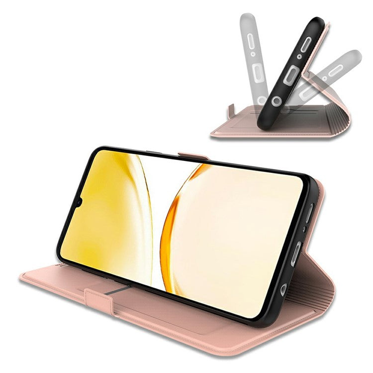 For Realme P3 Pro 5G Case Shockproof TPU Inner Shell Leather Phone Cover Card Slot - Rose Gold
