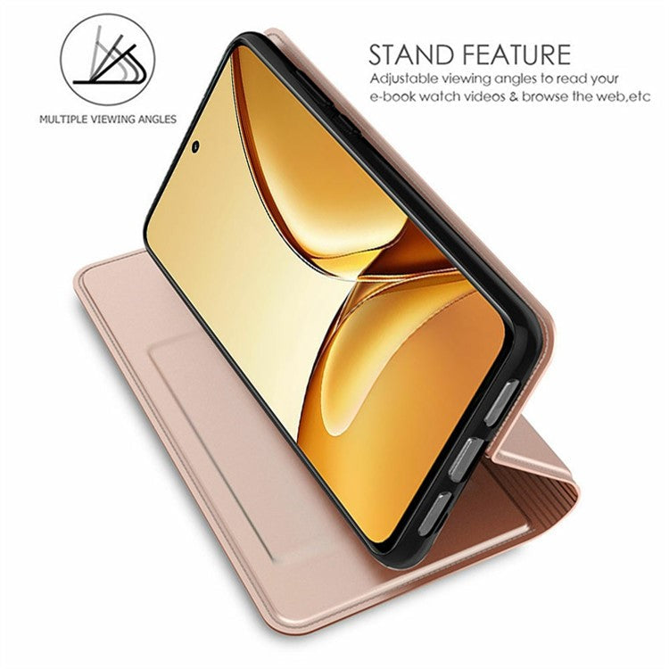 For Realme P3 Pro 5G Case PU Leather Phone Cover with Card Holder Stand - Rose Gold