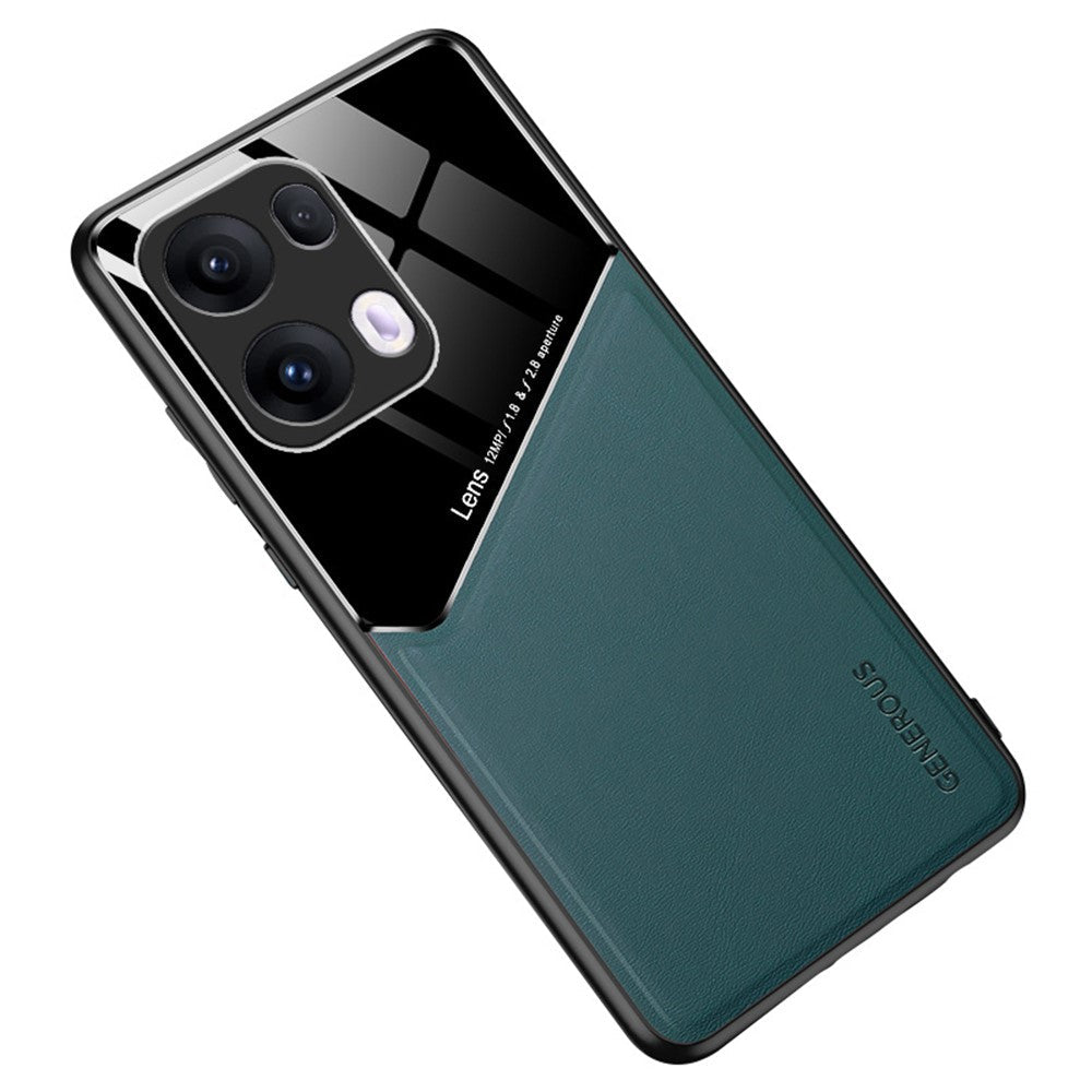 For Oppo Reno13 Pro 5G Case Leather Coated PC + TPU Phone Back Cover - Green