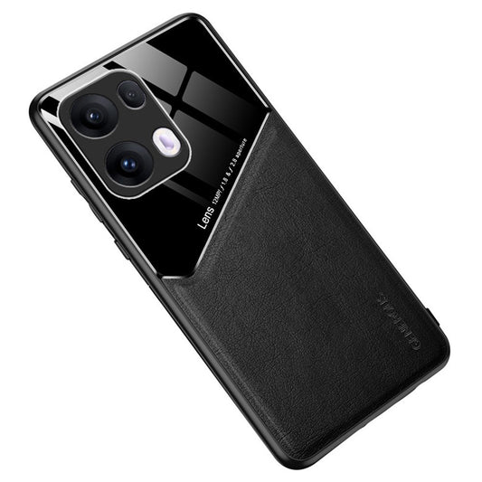 For Oppo Reno13 Pro 5G Case Leather Coated PC + TPU Phone Back Cover - Black