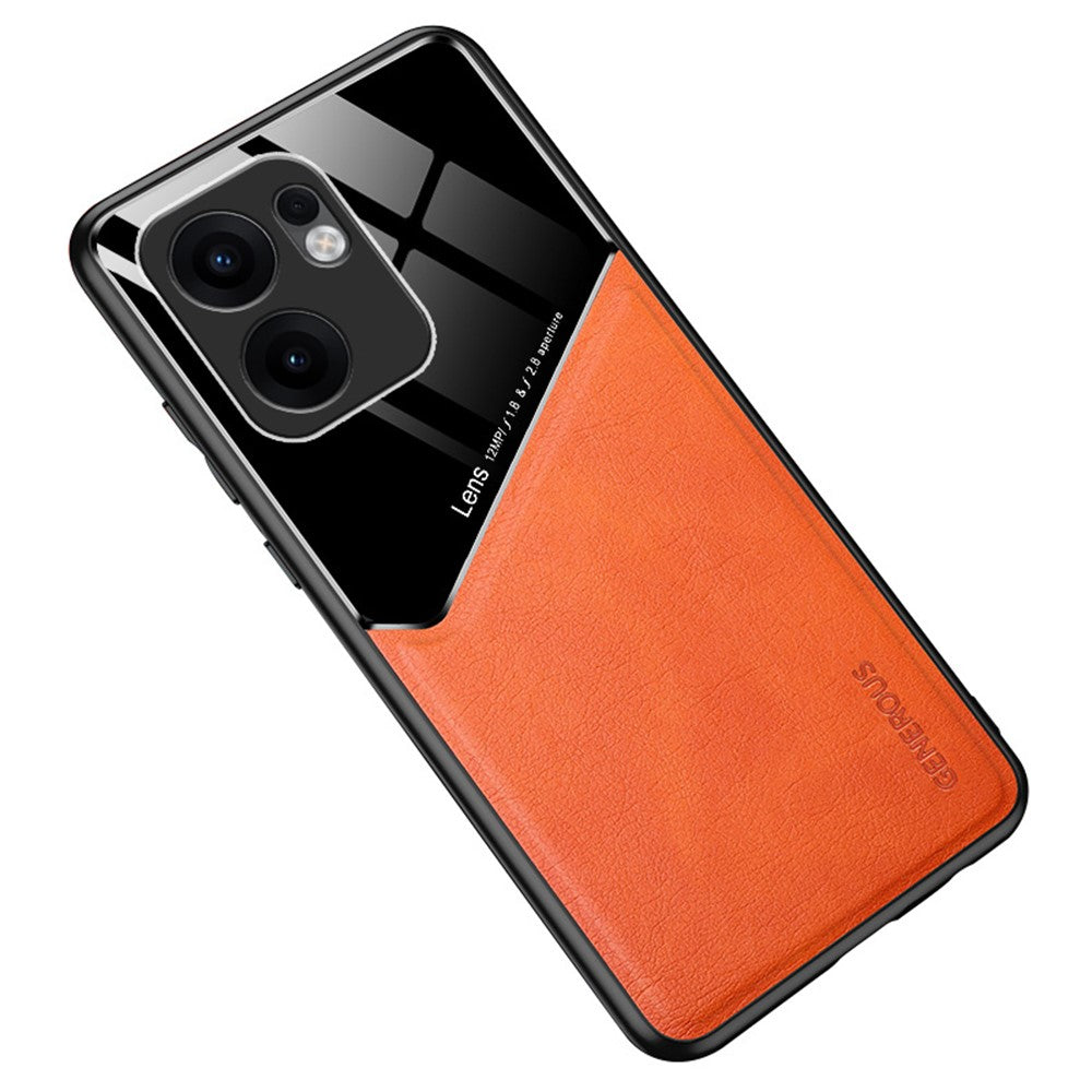For Oppo Reno13 F 5G Case Leather Coated PC + TPU Phone Back Cover - Orange