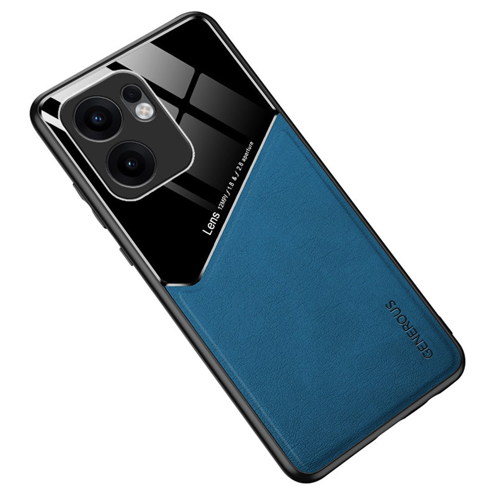 For Oppo Reno13 F 5G Case Leather Coated PC + TPU Phone Back Cover - Blue
