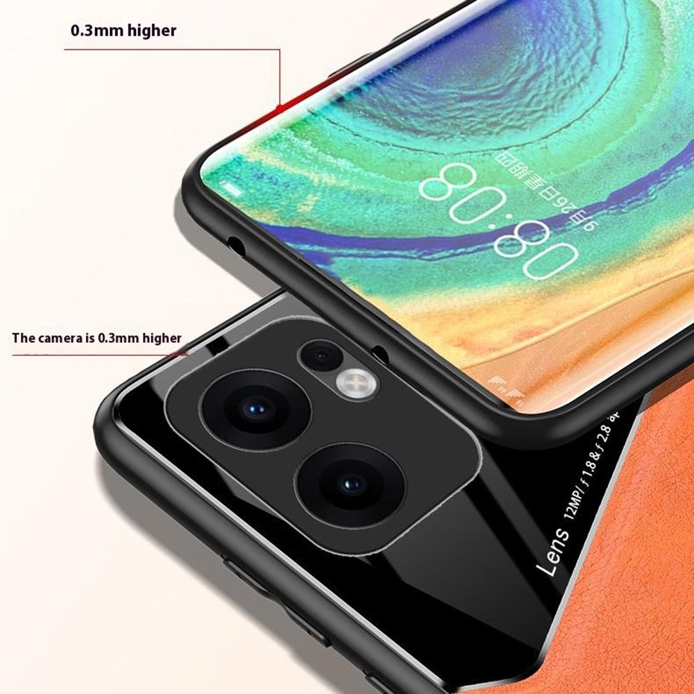 For Oppo Reno13 F 5G Case Leather Coated PC + TPU Phone Back Cover - Blue