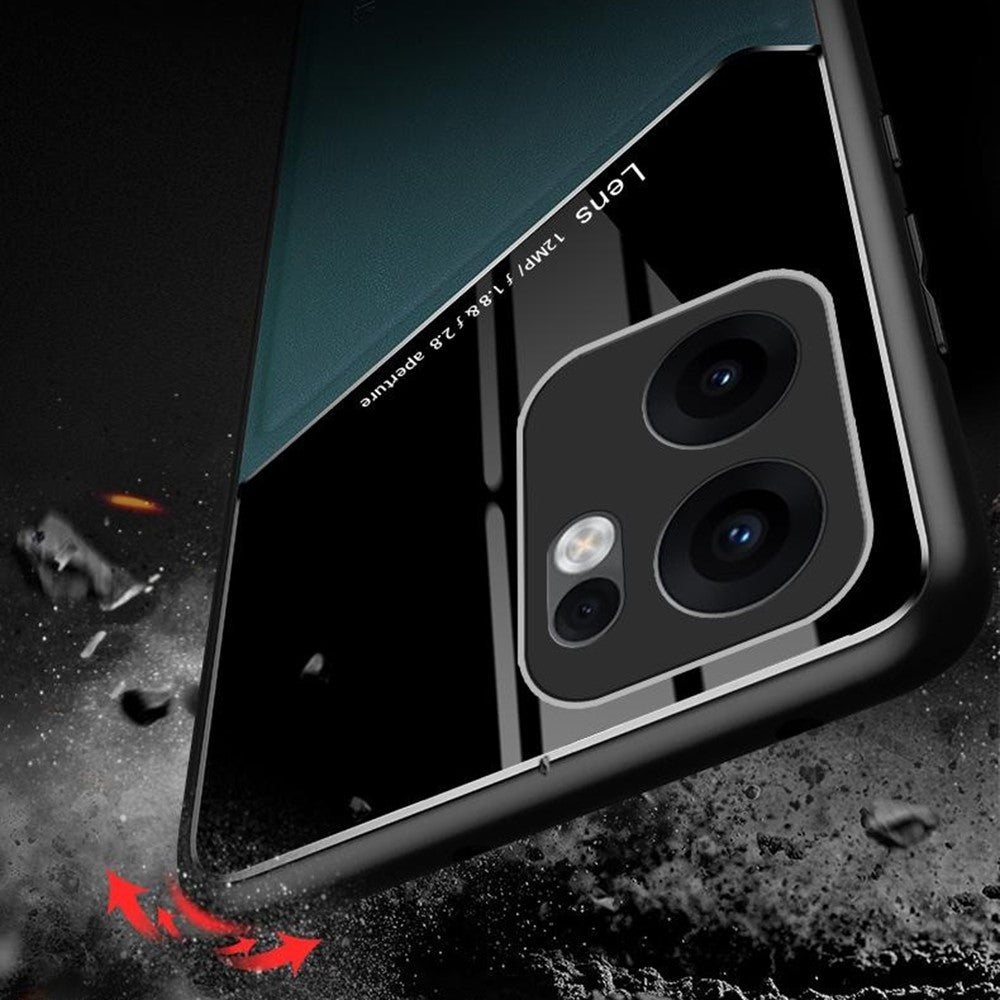 For Oppo Reno13 F 5G Case Leather Coated PC + TPU Phone Back Cover - Black