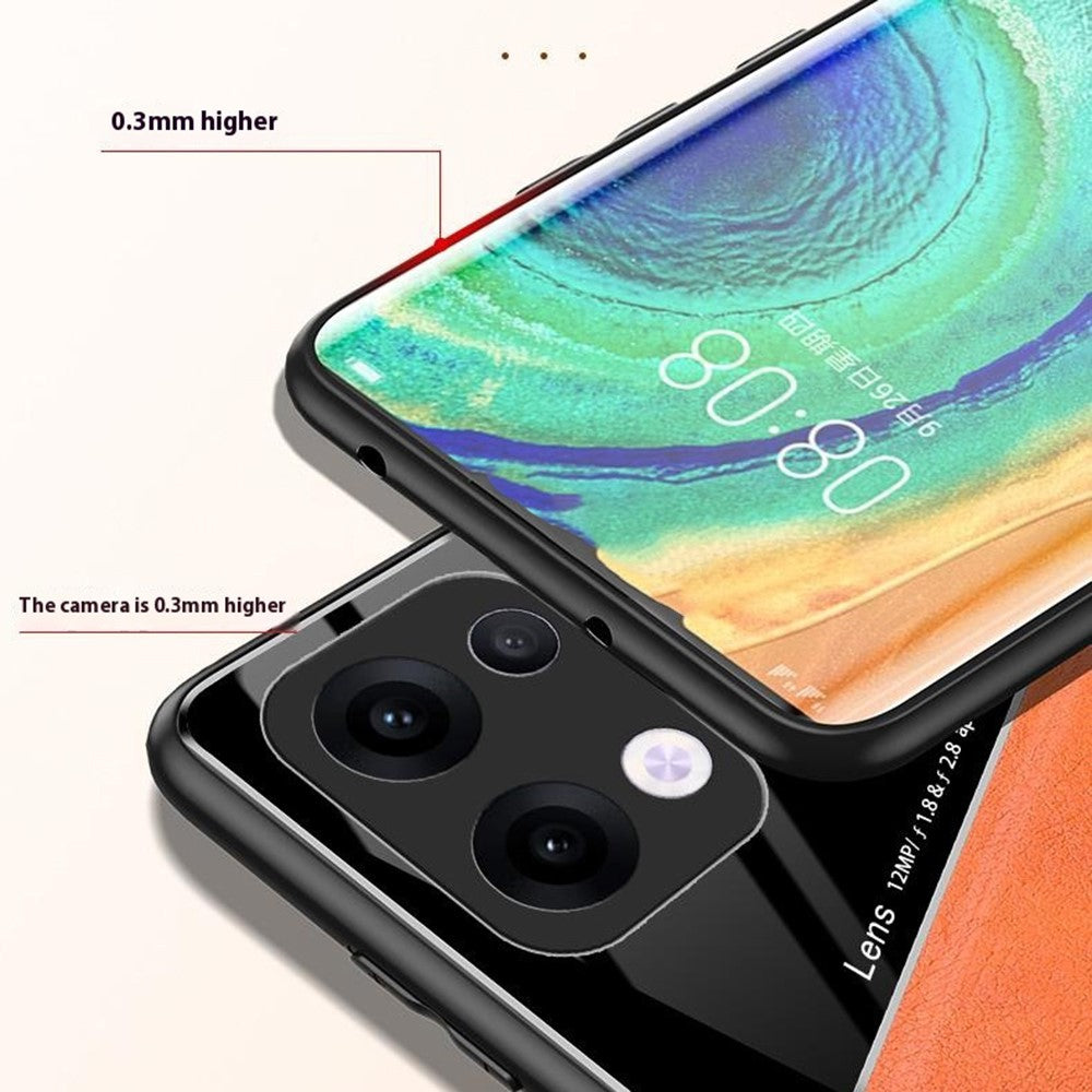For Oppo Reno13 5G (Global) Case Leather Coated PC + TPU Phone Back Cover - Orange