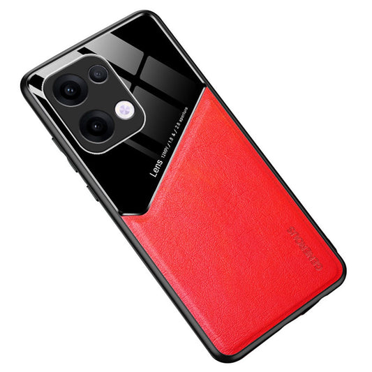 For Oppo Reno13 5G (Global) Case Leather Coated PC + TPU Phone Back Cover - Red