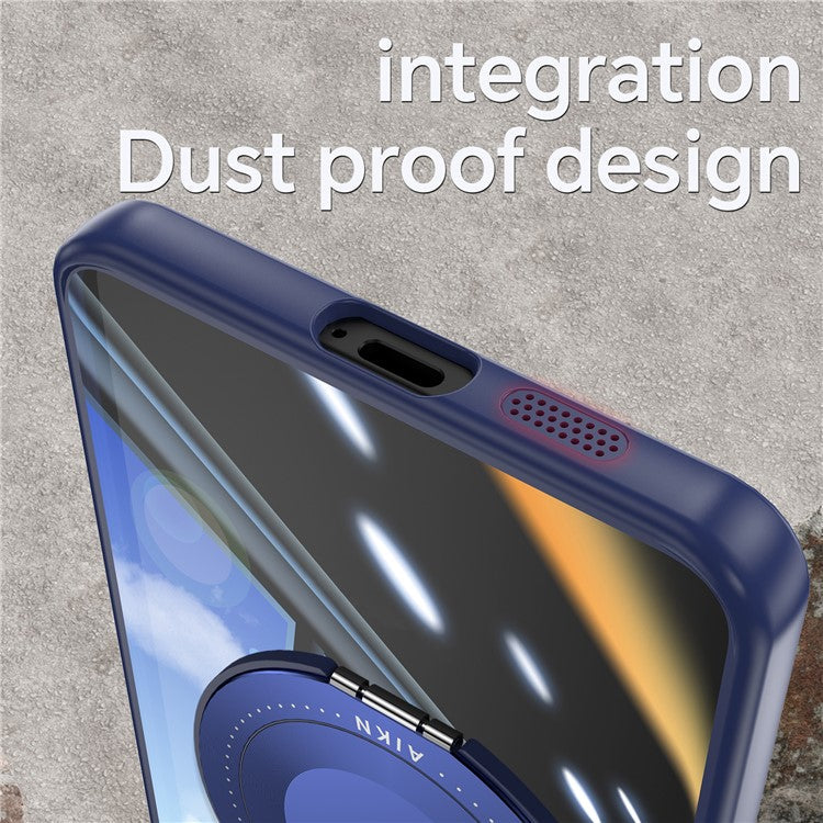 For Samsung Galaxy S25 Edge Magnetic Case PC + TPU Phone Cover with Rotating Metal Kickstand, Lens Protector - Blue