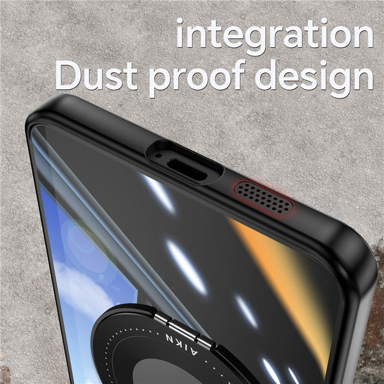 For Samsung Galaxy S25 Edge Magnetic Case PC + TPU Phone Cover with Rotating Metal Kickstand, Lens Protector - Black