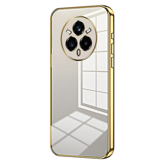 For Realme 14 Pro+ 5G Case Electroplating Frame Soft TPU Phone Cover - Gold
