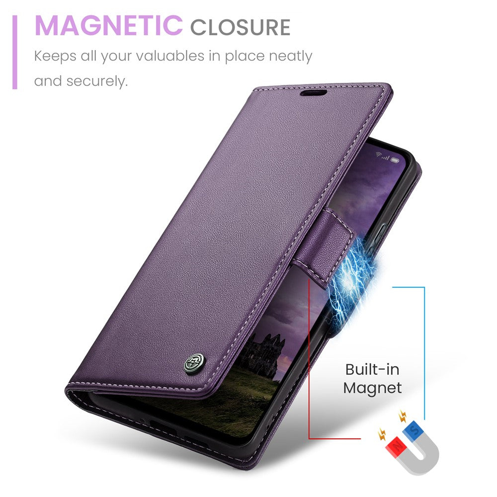 For Oppo Reno13 5G (Global) Case CASEME 023 Series RFID Blocking Leather Wallet Stand Phone Cover - Purple