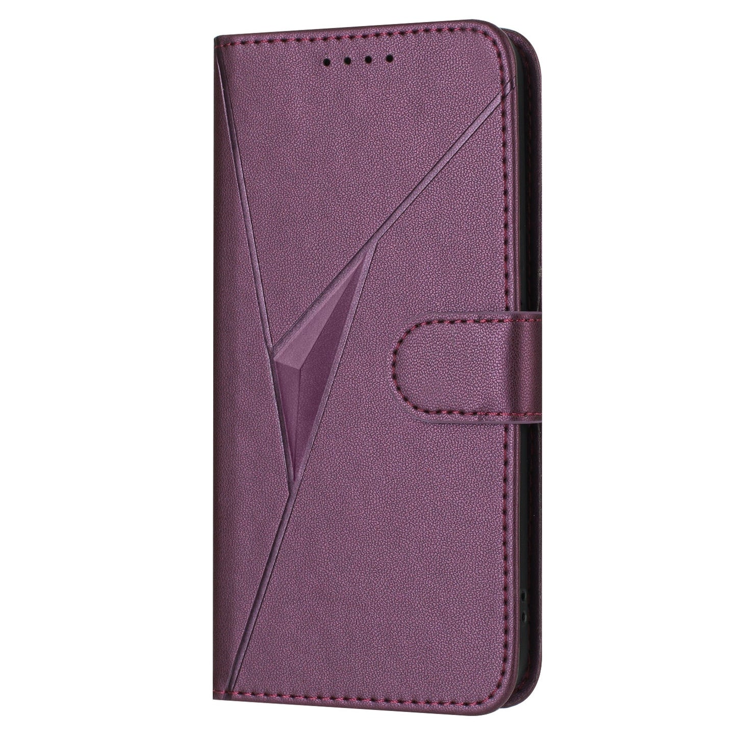 For Samsung Galaxy M06 5G / Galaxy F06 5G Case Triangle Imprint Leather Phone Cover with Lanyard - Dark Purple