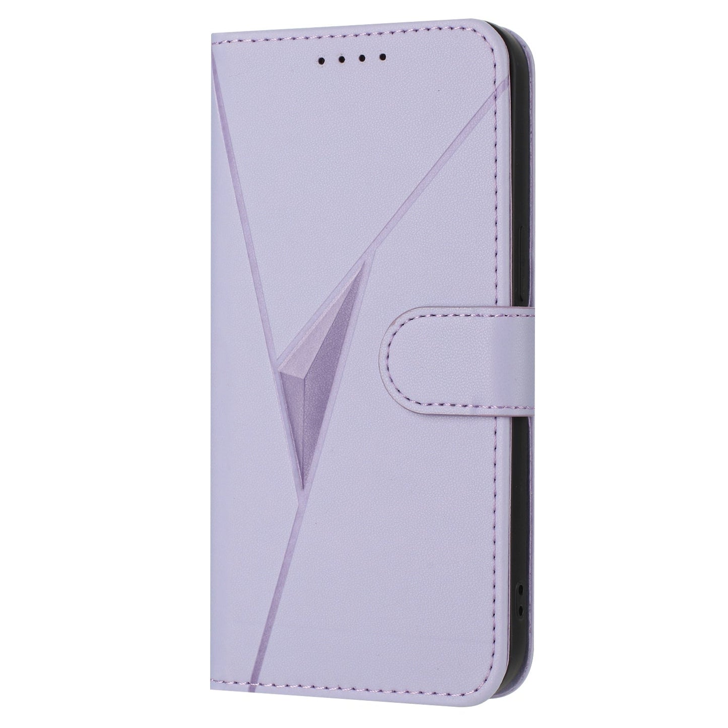 For Samsung Galaxy M06 5G / Galaxy F06 5G Case Triangle Imprint Leather Phone Cover with Lanyard - Light Purple