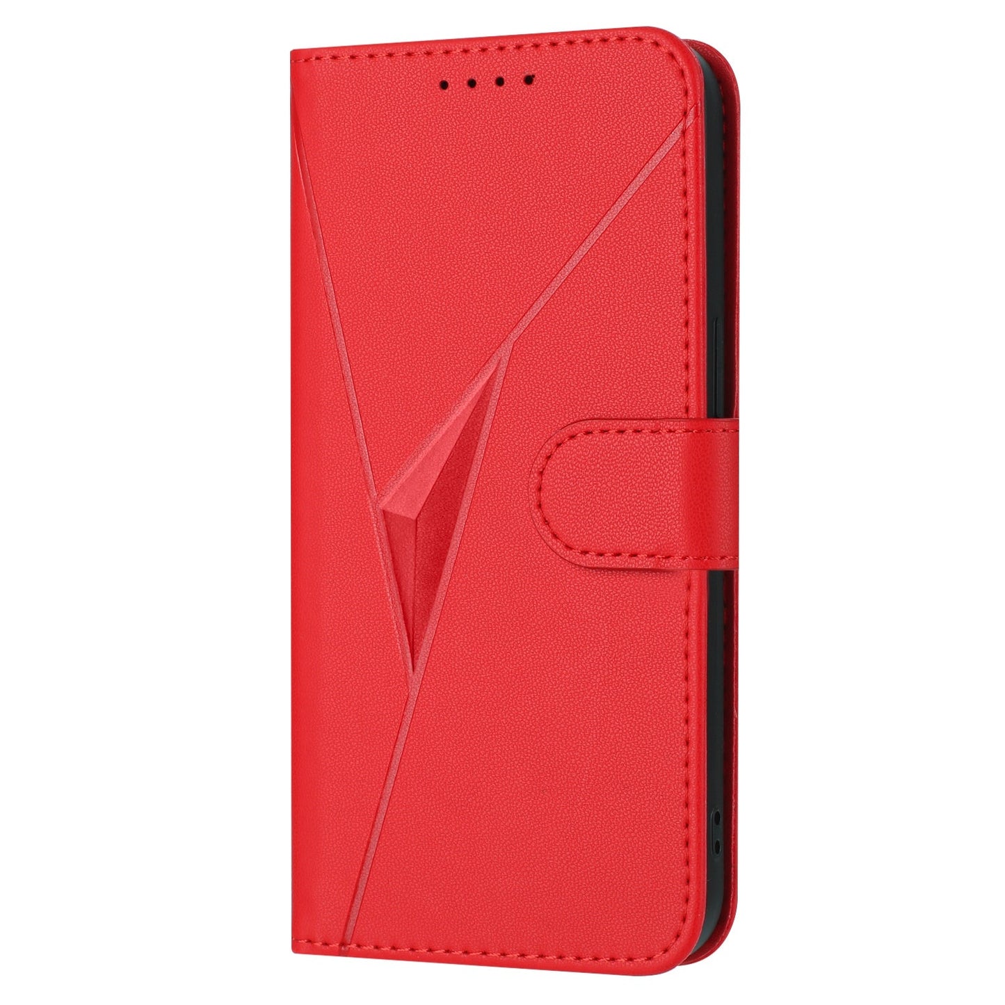 For Samsung Galaxy M16 5G / Galaxy F16 5G Case Triangle Imprint Leather Phone Cover with Lanyard - Red