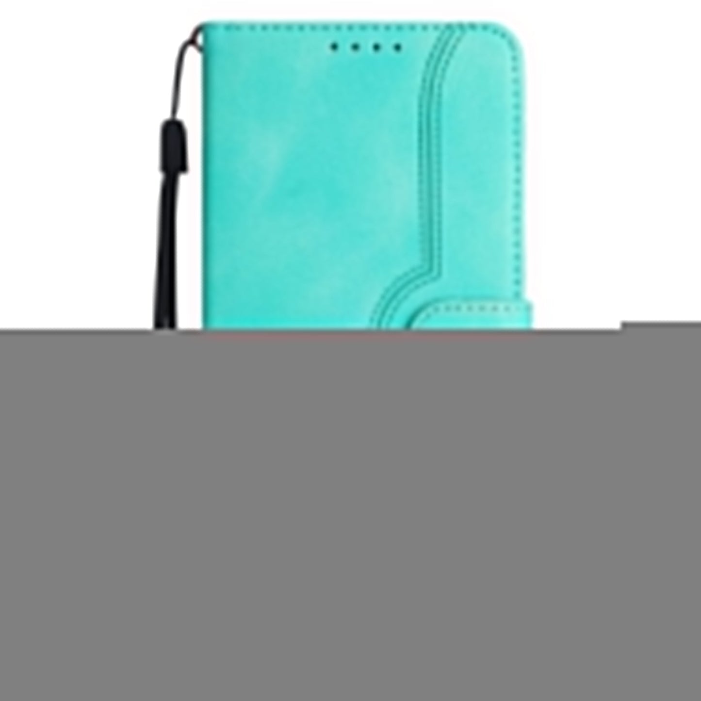 For Samsung Galaxy M06 5G / Galaxy F06 5G Leather Case Wallet Stand Smile Imprinted Phone Cover with Strap - Light Blue