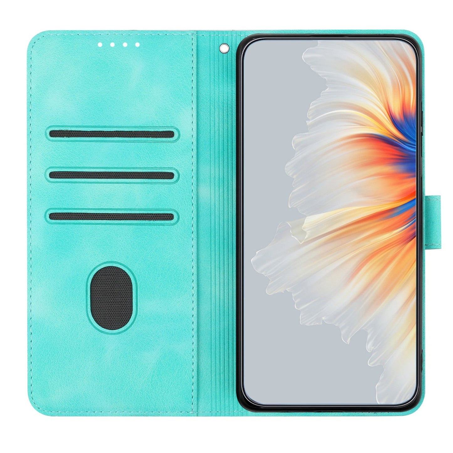 For Samsung Galaxy M06 5G / Galaxy F06 5G Leather Case Wallet Stand Smile Imprinted Phone Cover with Strap - Light Blue