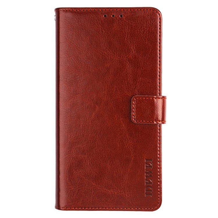 IDEWEI For Realme 14 Pro 5G Stand Case Crazy Horse Texture Leather Phone Cover - Brown