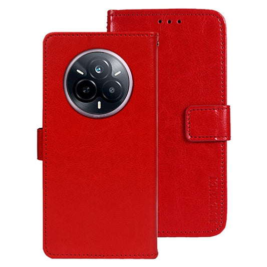 IDEWEI For Realme 14 Pro 5G Stand Case Crazy Horse Texture Leather Phone Cover - Red