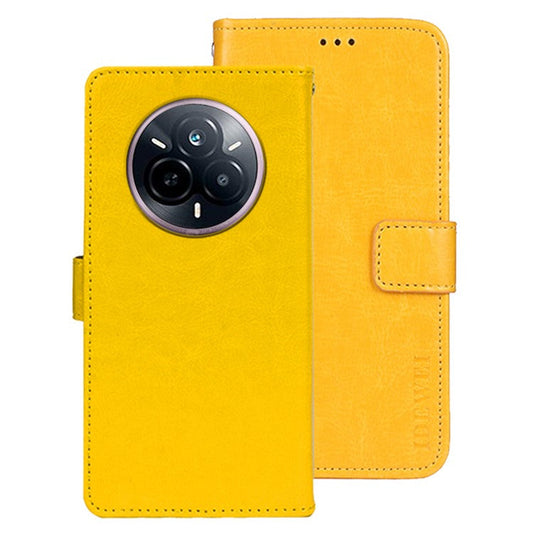 IDEWEI For Realme 14 Pro 5G Stand Case Crazy Horse Texture Leather Phone Cover - Yellow