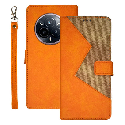 IDEWEI For Realme 14 Pro 5G Case Card Slots Splicing Color Leather Phone Cover - Yellow