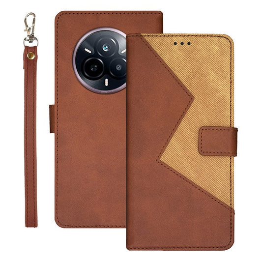 IDEWEI For Realme 14 Pro 5G Case Card Slots Splicing Color Leather Phone Cover - Brown