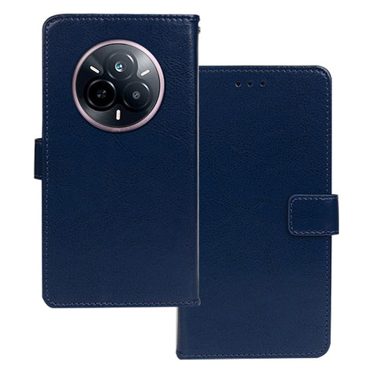 IDEWEI For Realme 14 Pro 5G Case Wallet Leather Phone Cover Crazy Horse Texture - Blue