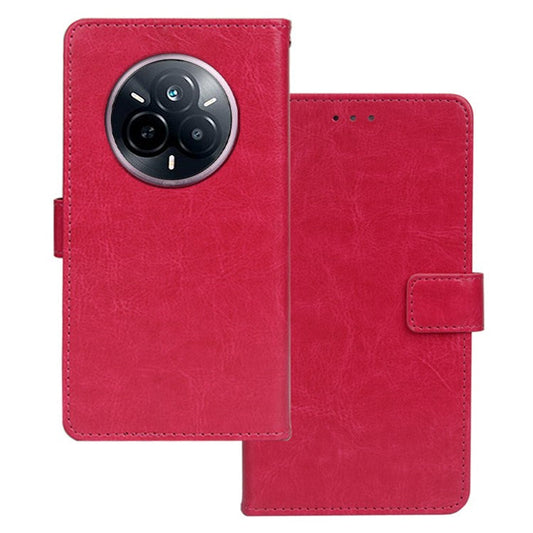 IDEWEI For Realme 14 Pro 5G Case Wallet Leather Phone Cover Crazy Horse Texture - Rose