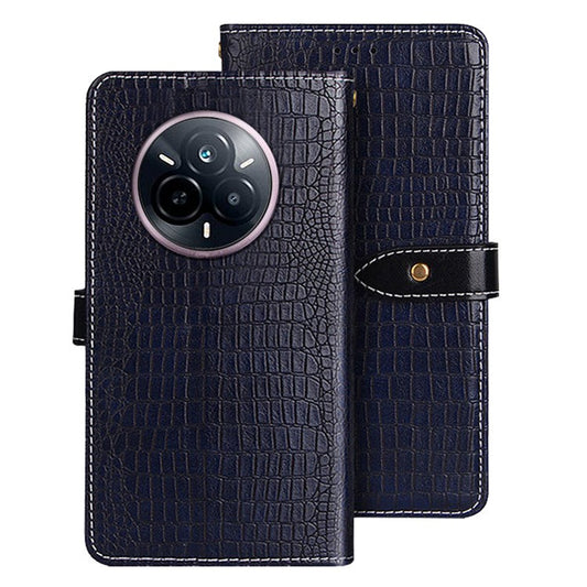 IDEWEI For Realme 14 Pro 5G Case Crocodile Texture PU Leather Flip Phone Cover - Blue